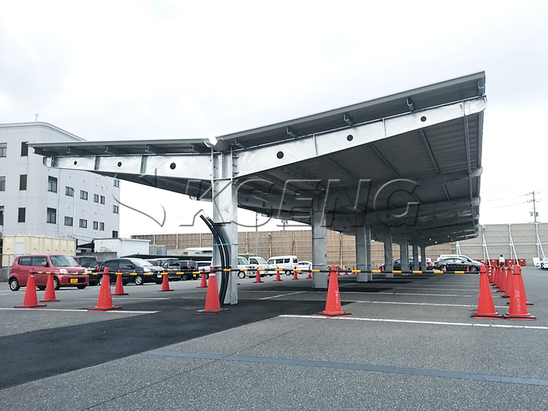 The Japanese city of Hiroshima single mast carbon steel carport photovoltaic stents 130 kw